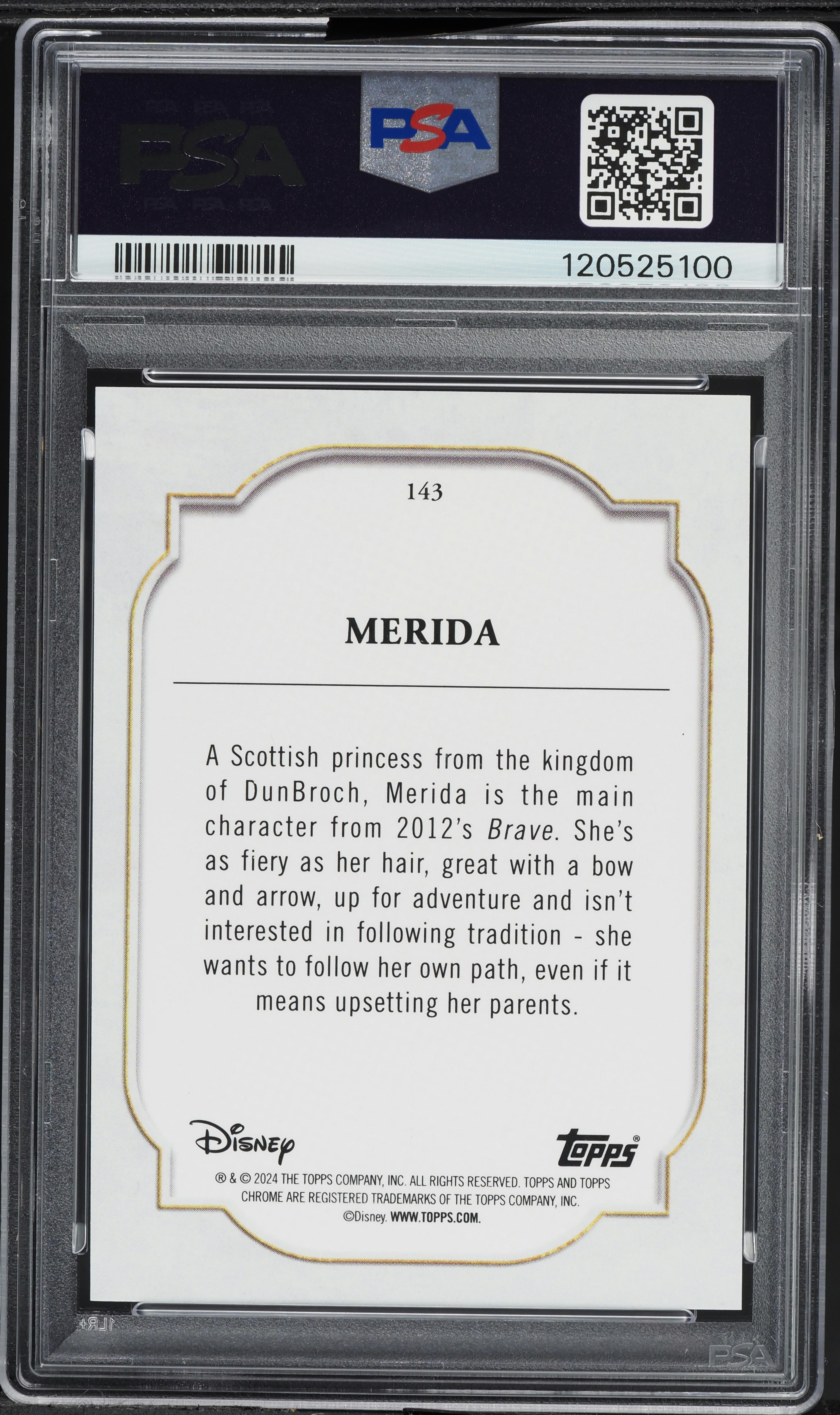 2024 Topps Chrome Disney Sapphire Edition Merida #143 PSA 10 GEM
