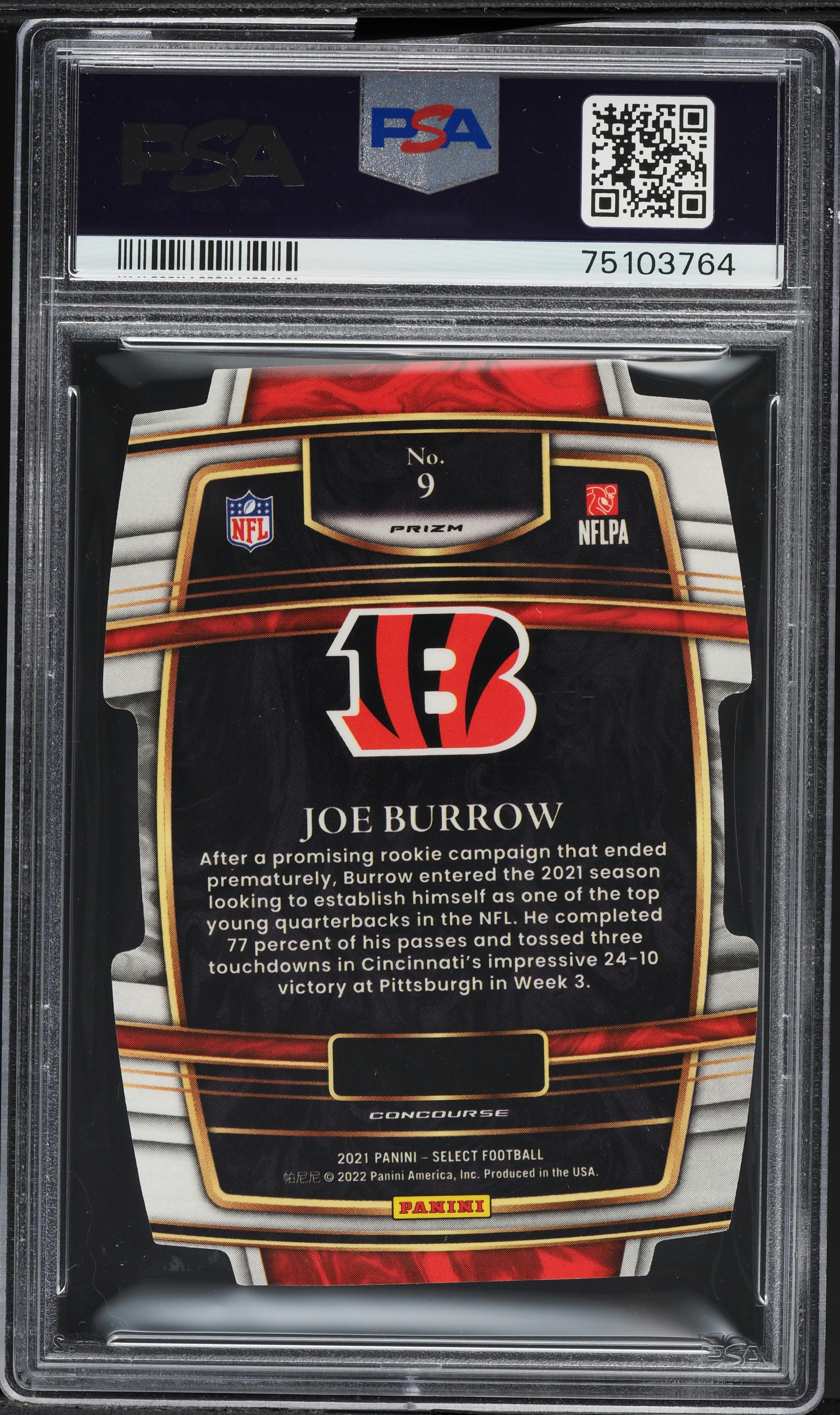 2021 Panini Select Concourse Die-cut Red Yellow Prizm Joe Burrow