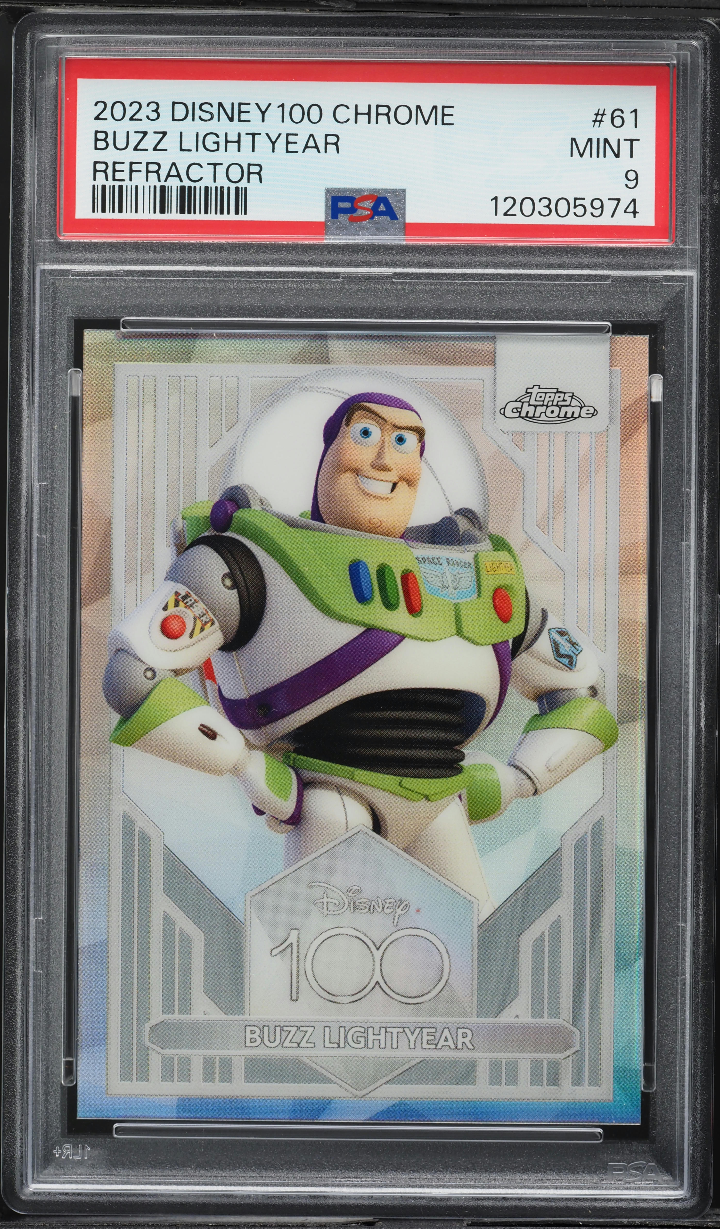 2023 Topps Chrome Disney100 Refractor Buzz Lightyear #61 PSA 9