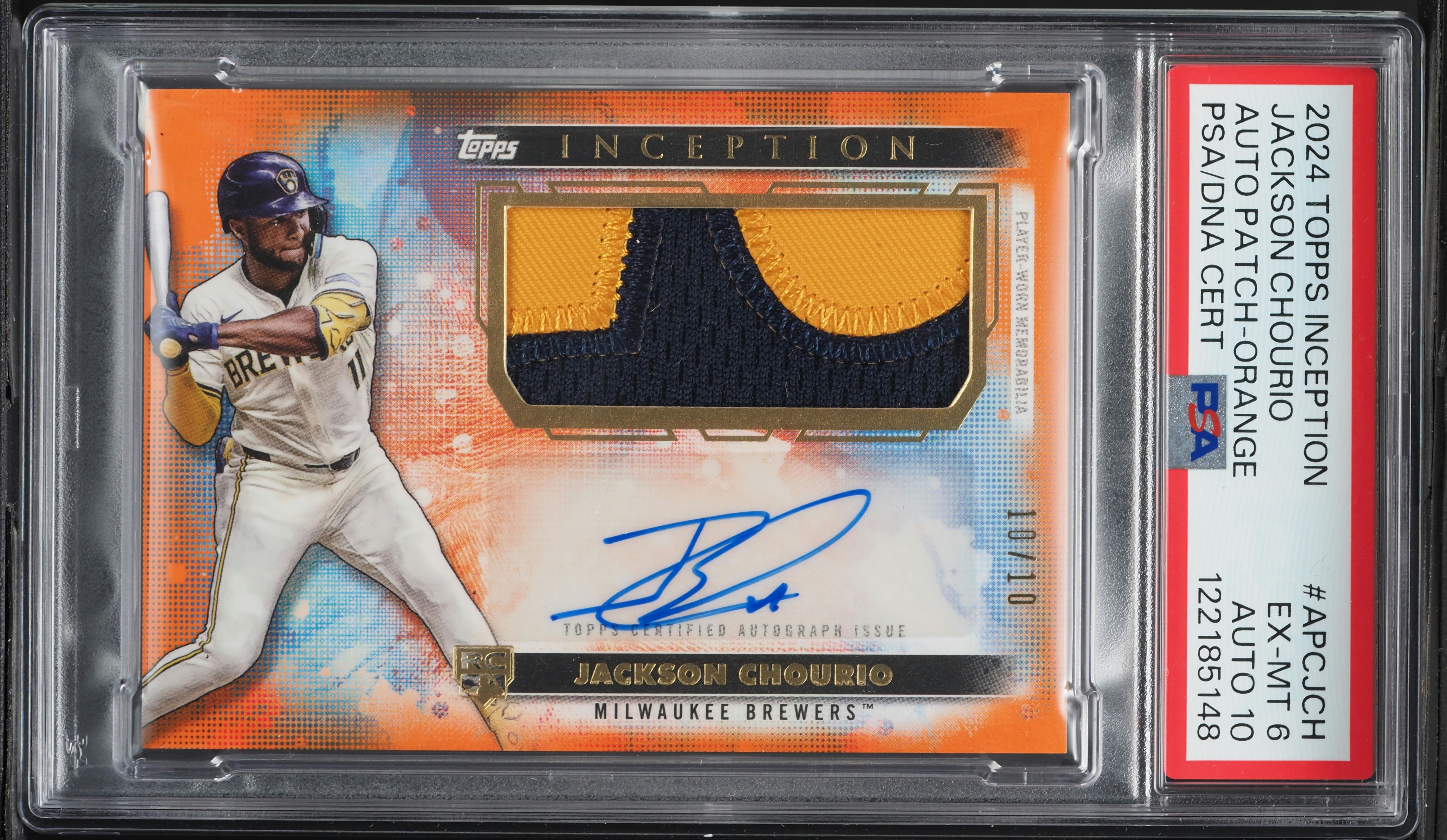 2024 Topps Inception Orange Jackson Chourio ROOKIE PATCH AUTO DNA 