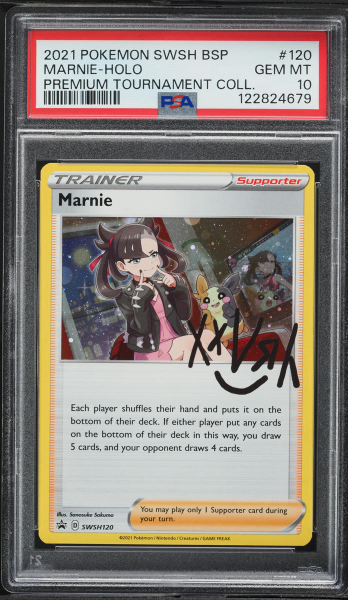 2021 Pokemon SWSH Promo Premium Tournament Holo Marnie #120 PSA 10 GEM MINT