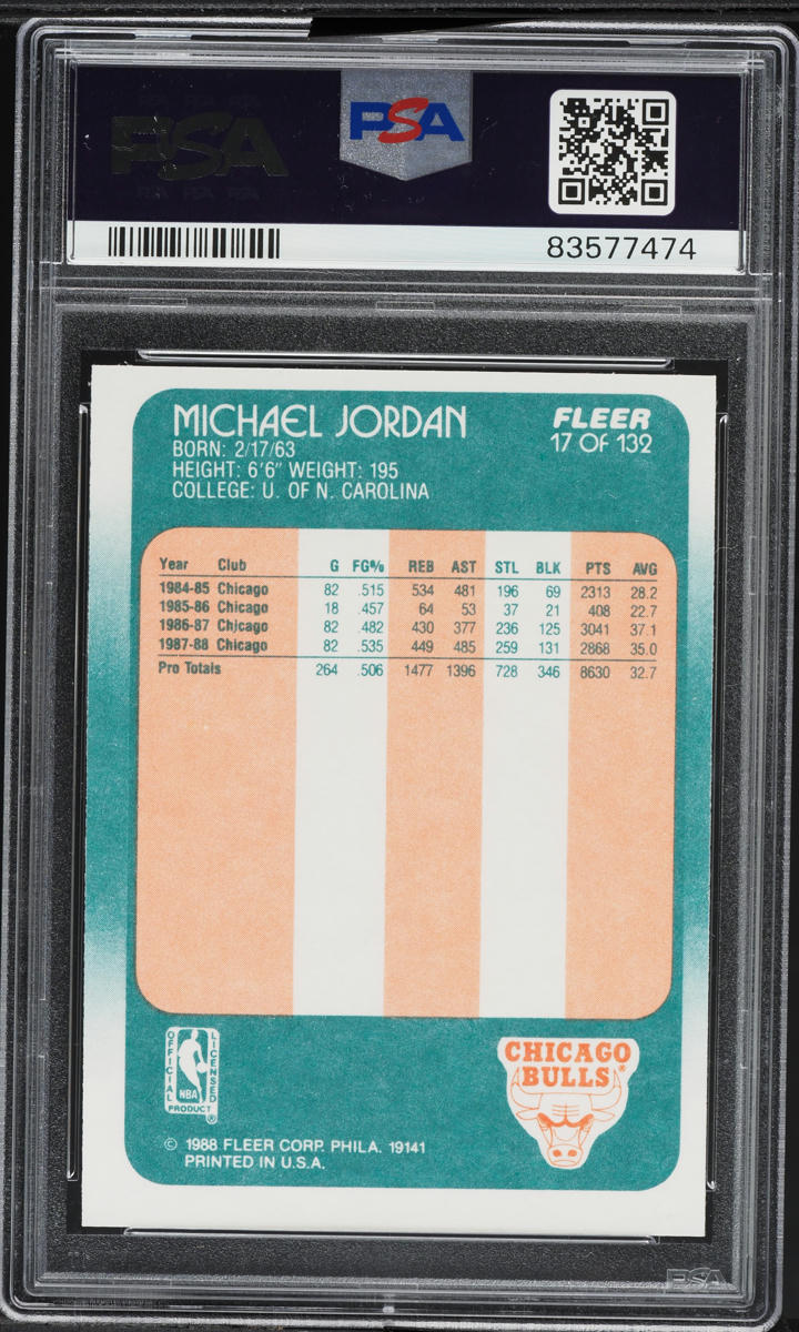 1988 Fleer Basketball Michael Jordan #17 PSA 7 NRMT