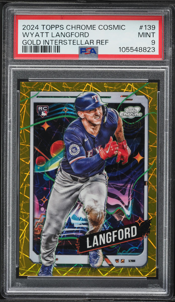 2024 Topps Chrome Cosmic Gold Interstellar Ref Wyatt Langford RC /50 #139 PSA 9