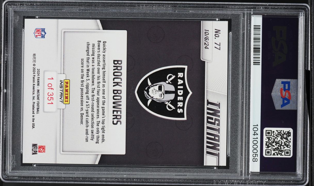 2024 Panini Instant NFL Brock Bowers ROOKIE #77 PSA 10 GEM MINT
