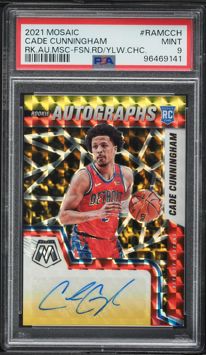 2021 Panini Mosaic Fusion Red Yellow Cade Cunningham ROOKIE AUTO