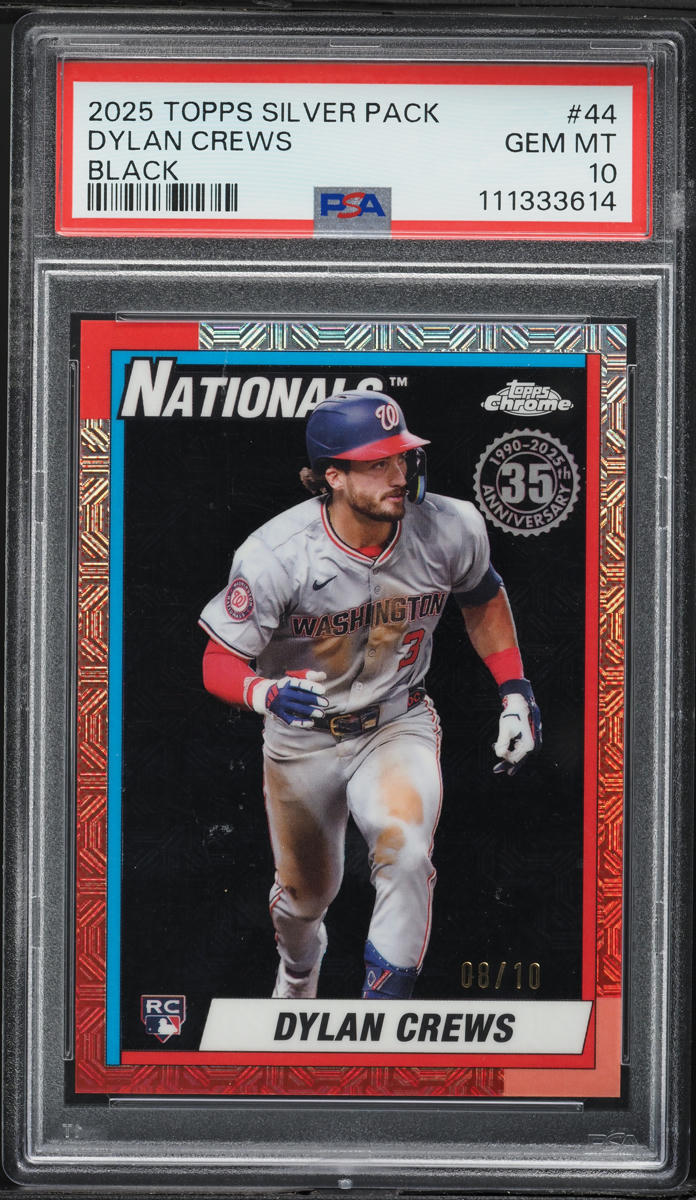 2025 Topps Chrome Silver Pack '90 Black Dylan Crews ROOKIE /10 #44 PSA 10 GEM