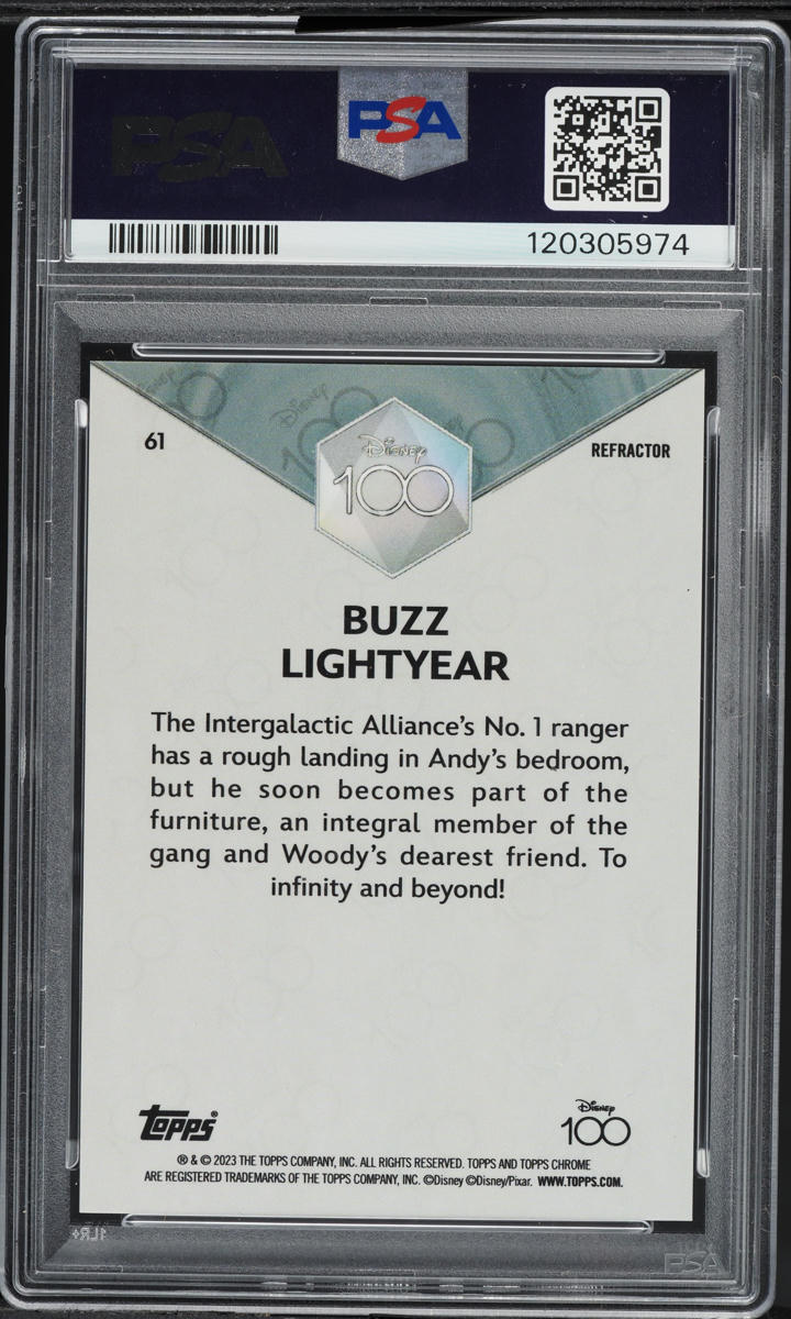 2023 Topps Chrome Disney100 Refractor Buzz Lightyear #61 PSA 9