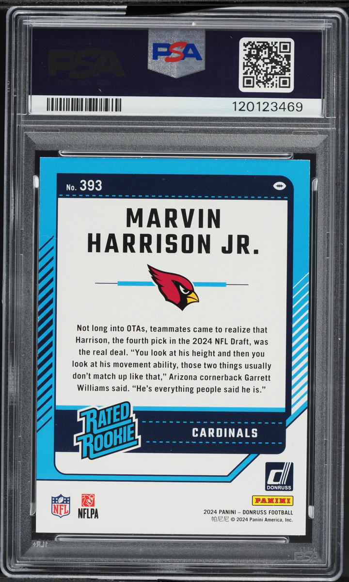 2024 Donruss Press Proof Gold Marvin Harrison Jr. ROOKIE /10 #393 PSA 9 MINT