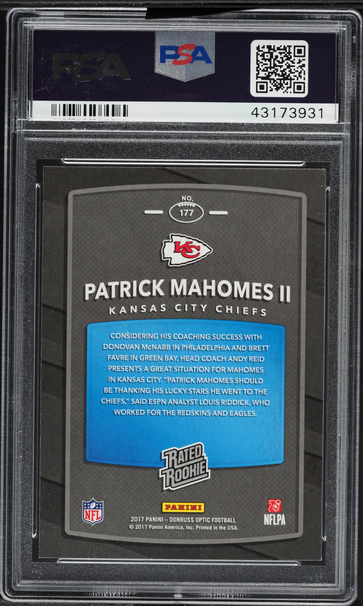 2017 Donruss Optic Patrick Mahomes II ROOKIE #177 PSA 10 GEM MINT