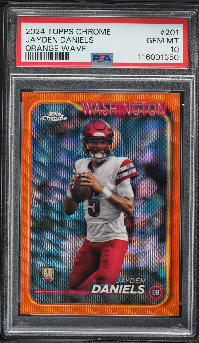 2024 Topps Chrome Orange Wave Jayden Daniels ROOKIE /25 #201 PSA 10 GEM MINT