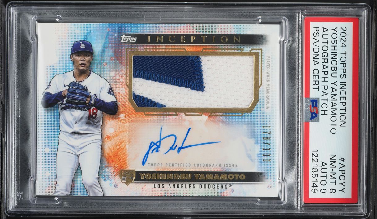2024 Topps Inception Yoshinobu Yamamoto ROOKIE PATCH AUTO DNA 9 /100 #APCYY PSA 8