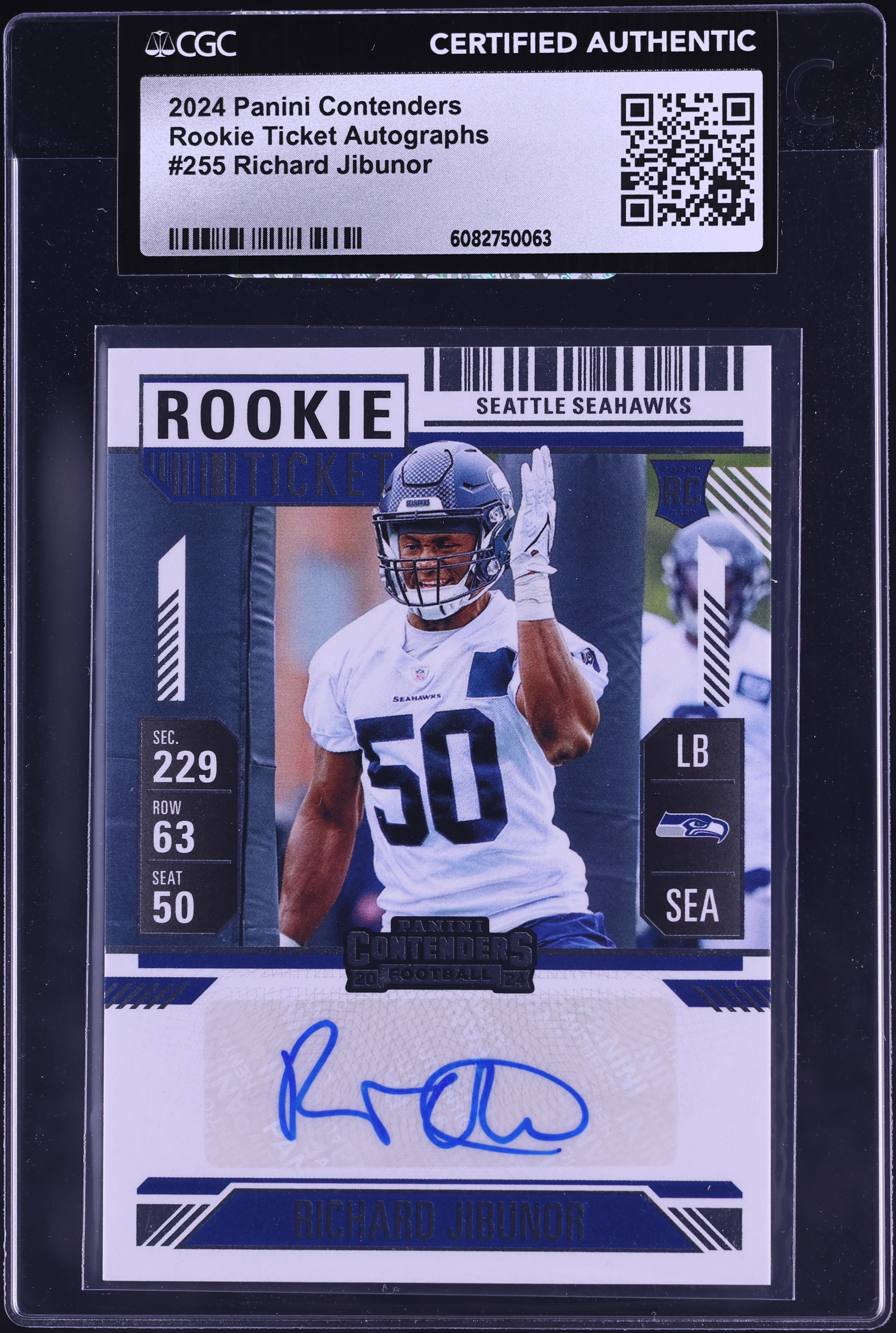 2024 Panini Contenders Ticket Richard Jibunor ROOKIE AUTO #255 CGC