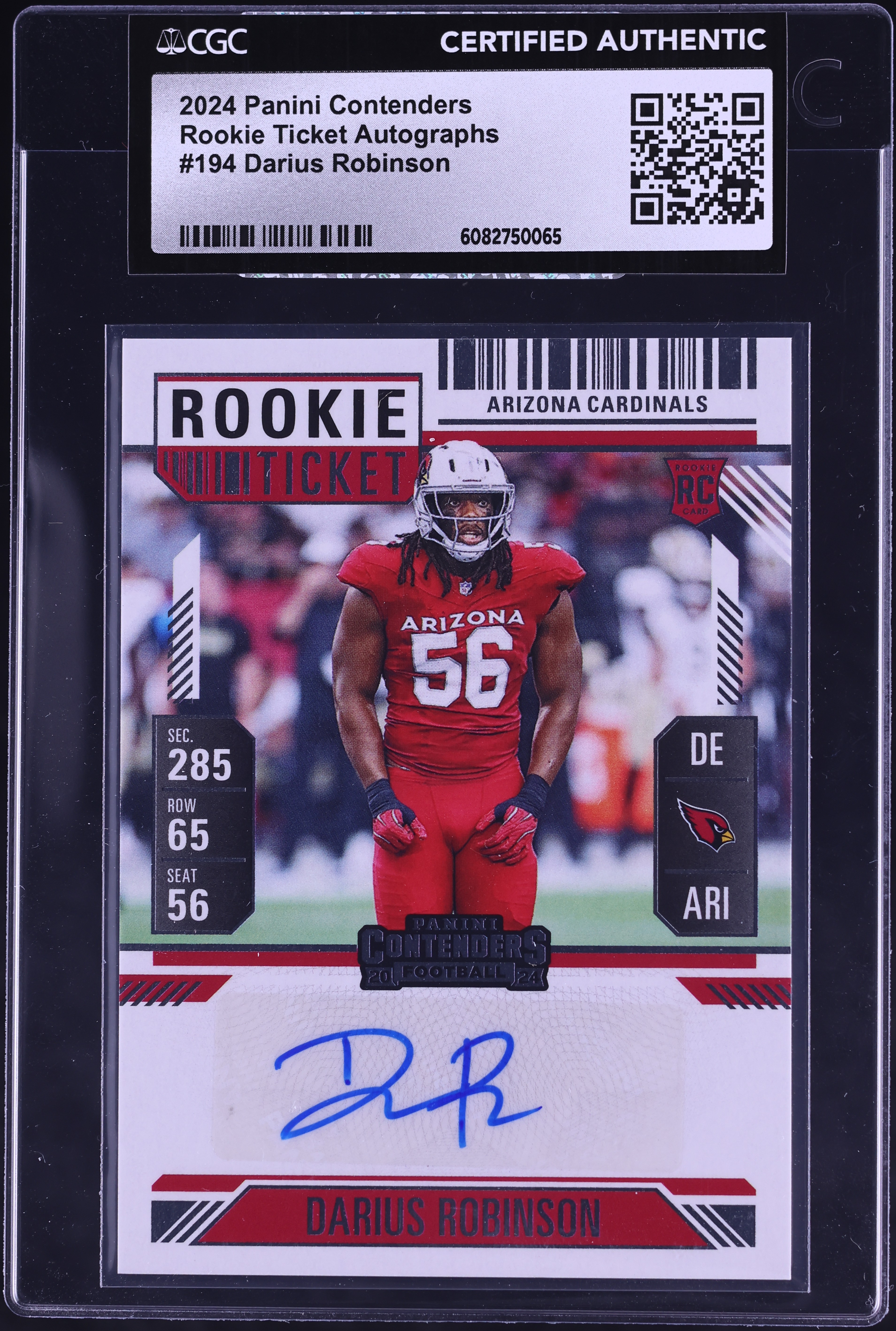 2024 Panini Contenders Ticket Darius Robinson ROOKIE AUTO #194 CGC