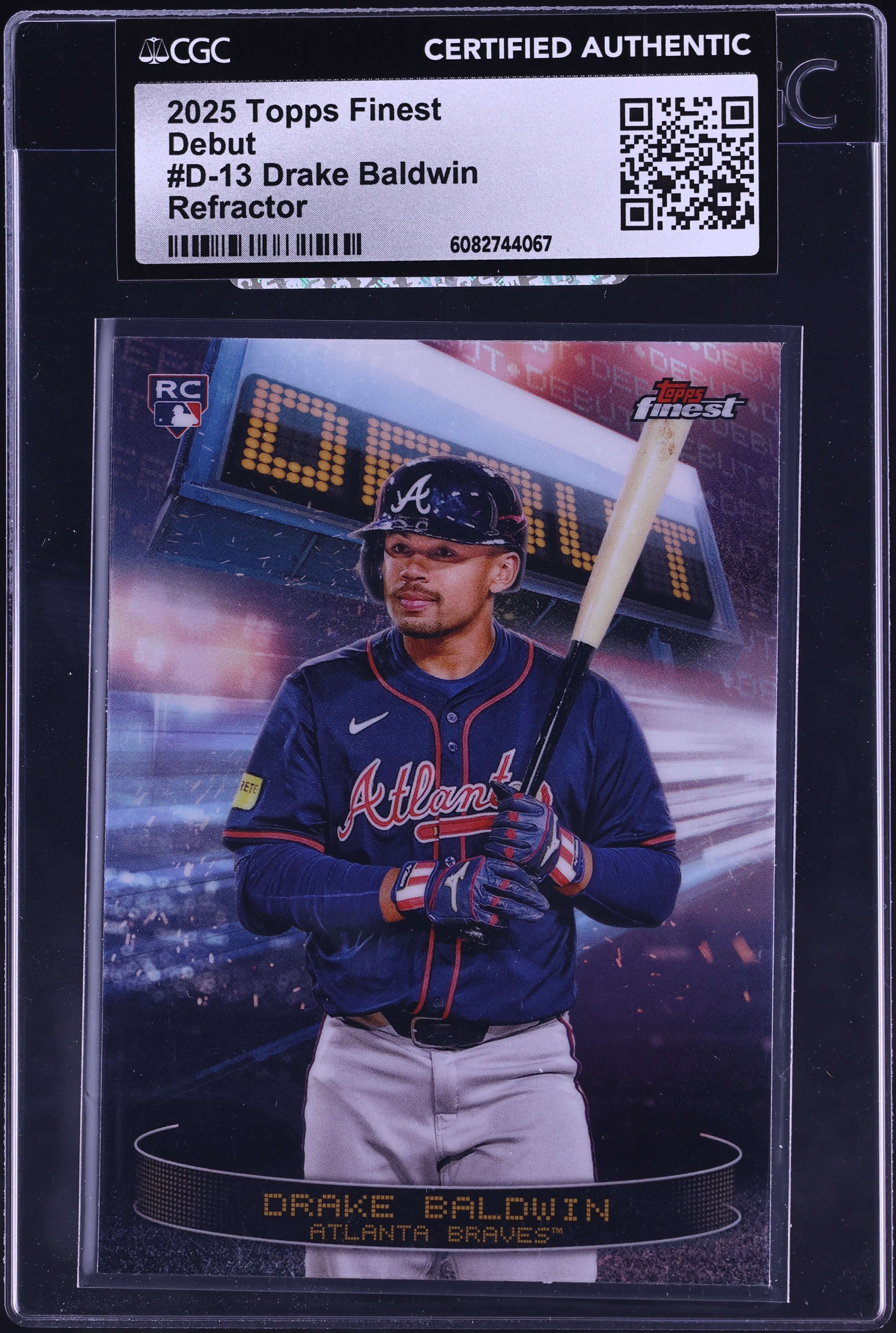2025 Finest Debut Refractor Drake Baldwin ROOKIE #D-13 CGC AUTH on 
