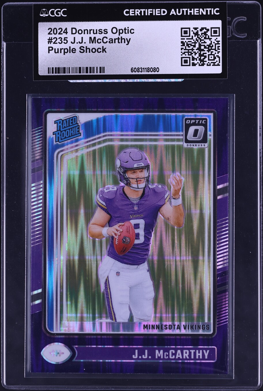 2024 Donruss Optic Purple Shock JJ McCarthy ROOKIE #235 CGC AUTH