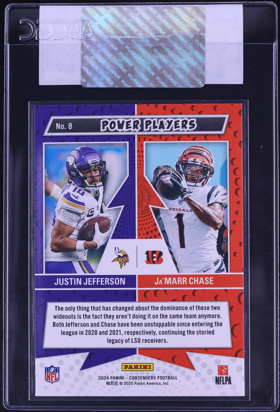 2024 Panini Contenders Power Players Justin Jefferson Ja'Marr Chase #8 CGC AUTH