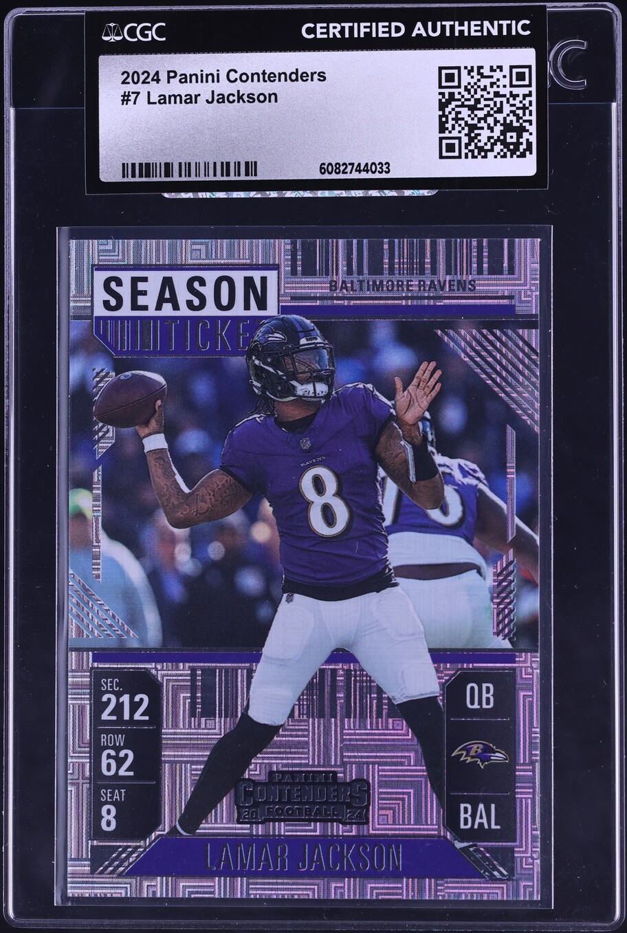 2024 Panini Contenders Lamar Jackson #7 CGC AUTH