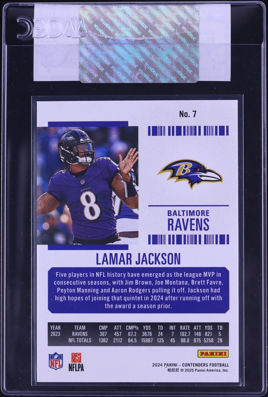 2024 Panini Contenders Lamar Jackson #7 CGC AUTH