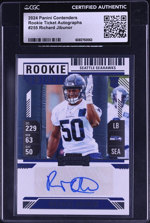 2024 Panini Contenders Ticket Richard Jibunor ROOKIE AUTO #255 CGC