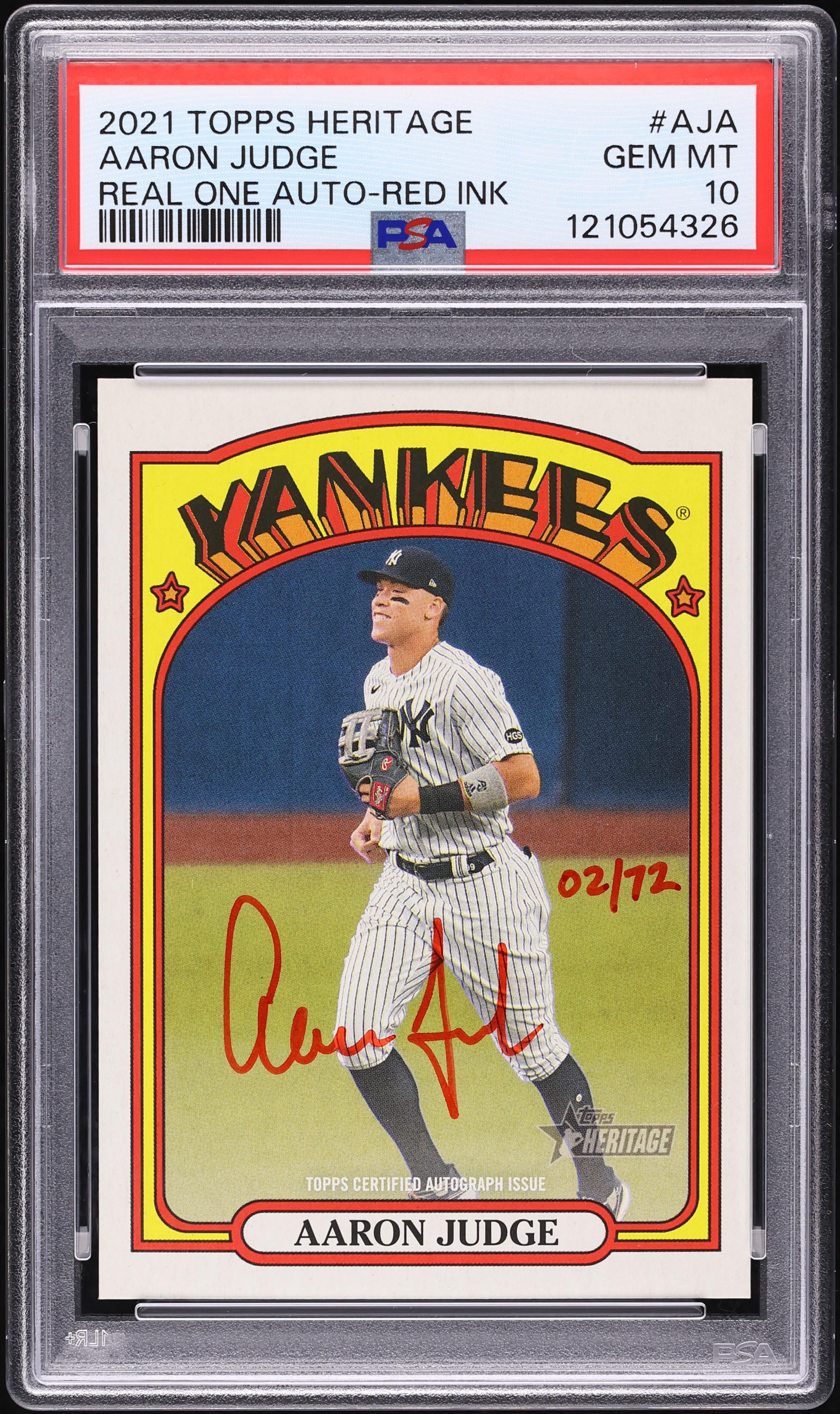 MLB アレナド Topps Heritage Real One Auto 2021 Topps Heritage Real One Red Ink Aaron Judge AUTO /72 #AJA PSA