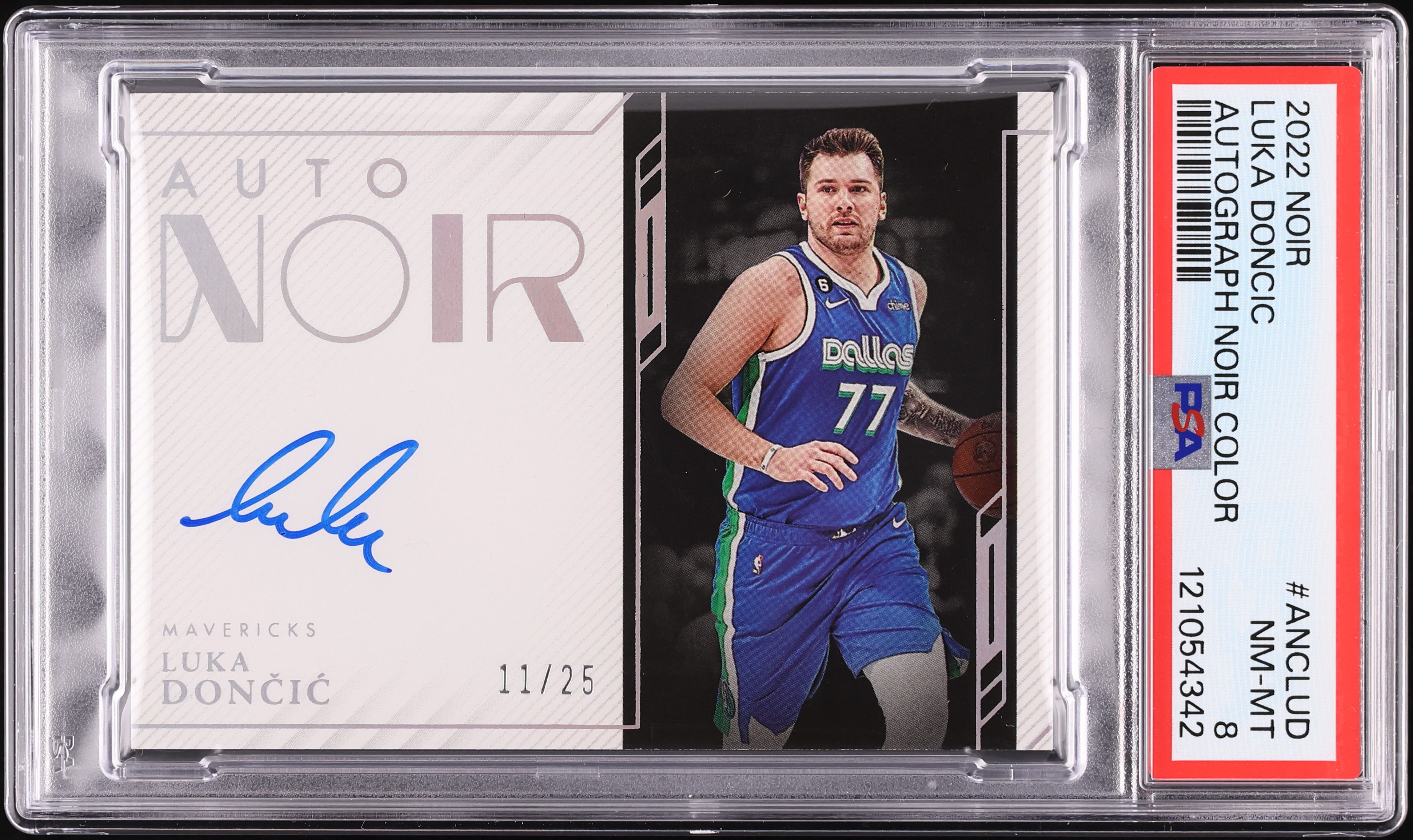 2022 Panini Noir Color Luka Doncic AUTO /25 #ANCLUD PSA 8 NM-MT on
