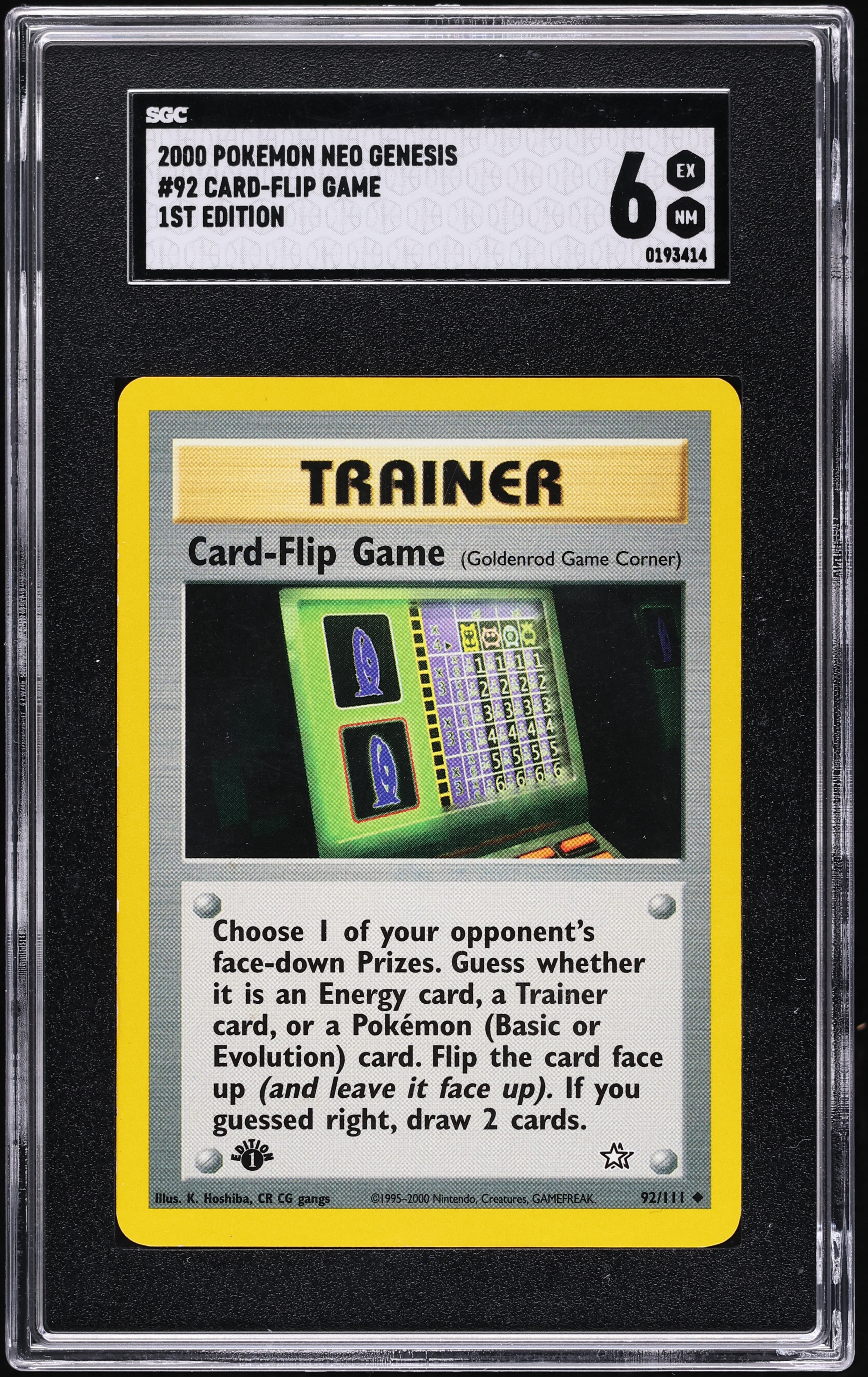 2000 Pokemon Neo Genesis 1st Edition Card-Flip Game #92 SGC 6 EXMT on  Fanatics Collect