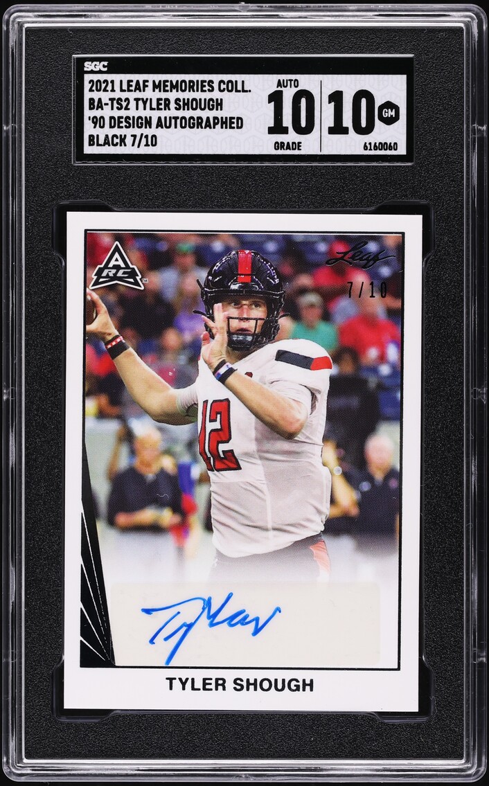 2021 Leaf Memories College '90 Black Tyler Shough ROOKIE AUTO /10