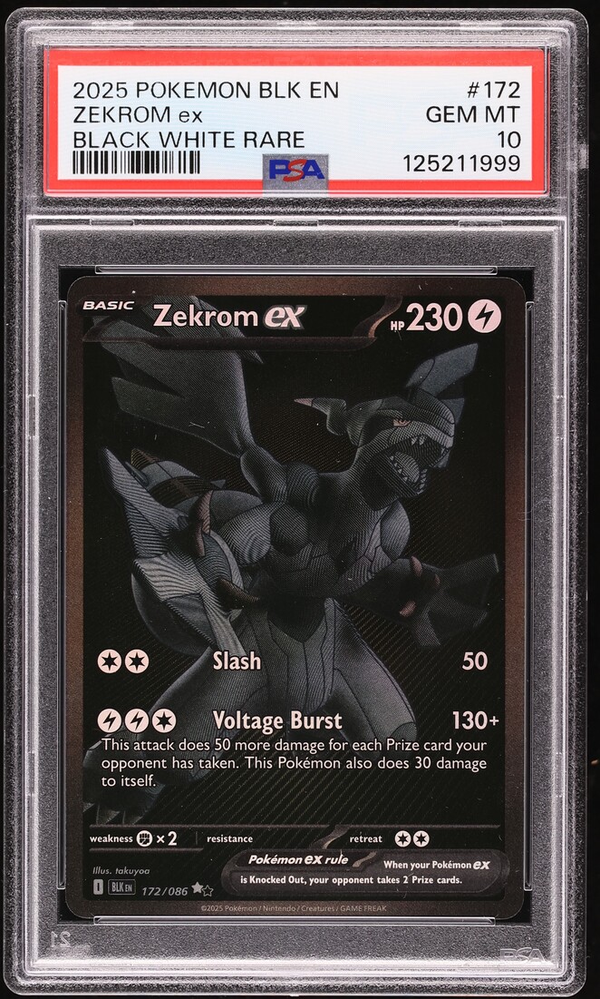 2025 Pokemon Black Bolt Black White Rare Zekrom Ex #172 PSA 10 GEM
