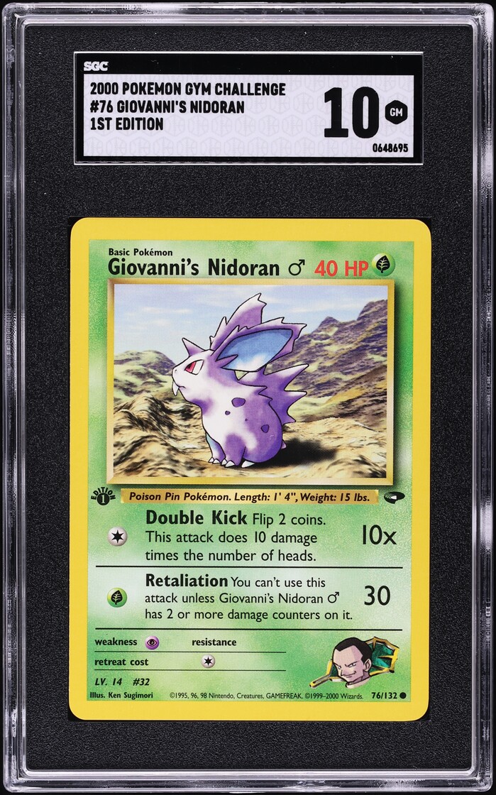 2000 Pokemon Gym Challenge 1st Edition Giovanni's Nidoran #76 SGC 10 GEM  MINT on Fanatics Collect