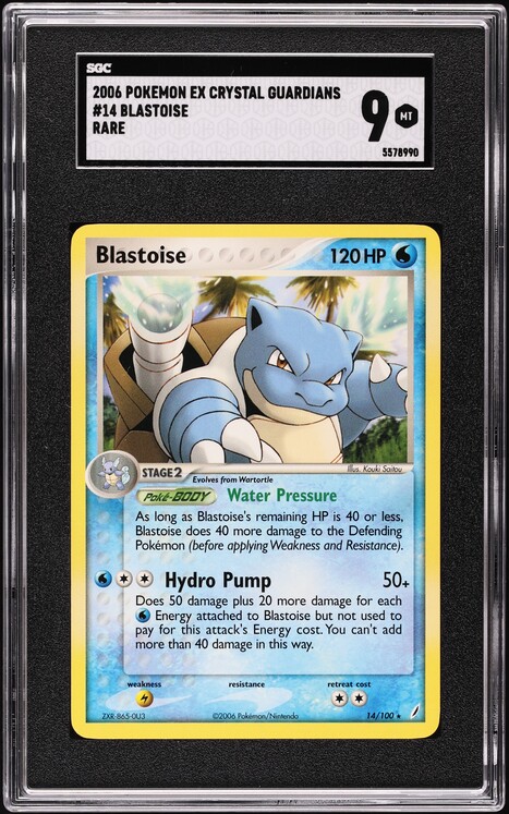 2006 Pokemon EX Crystal Guardians Blastoise #14 SGC 9 MINT