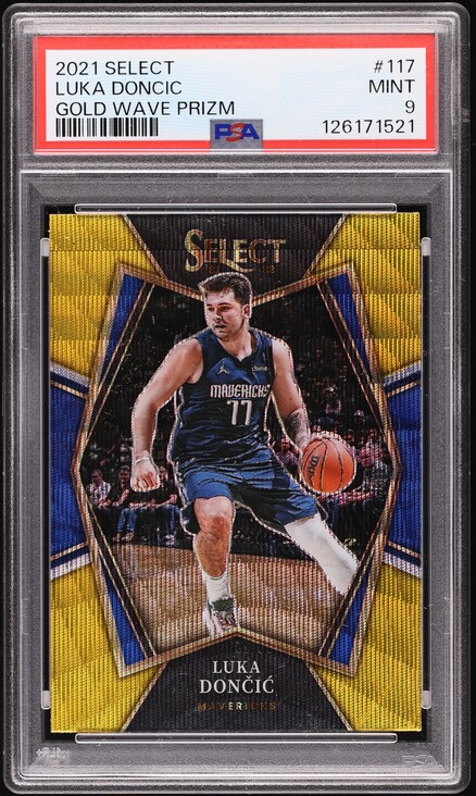 2021 Select Premier Level Gold Wave Prizm Luka Doncic #117 PSA 9