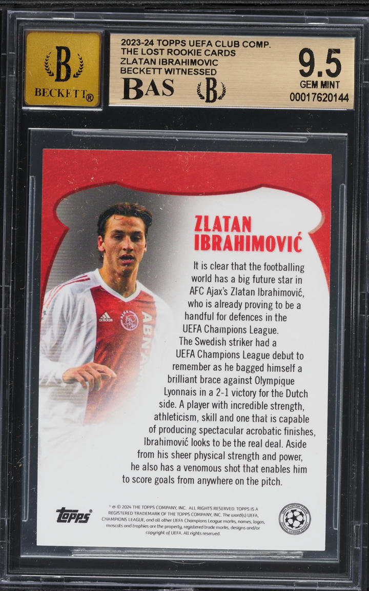 2023 Topps Uefa CC The Lost Rookie Zlatan Ibrahimovic RC AUTO #NNO BAS BGS 9.5