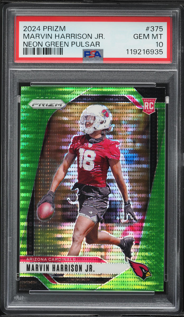 2024 Panini Prizm Neon Green Pulsar Marvin Harrison Jr. ROOKIE #375 PSA 10 GEM
