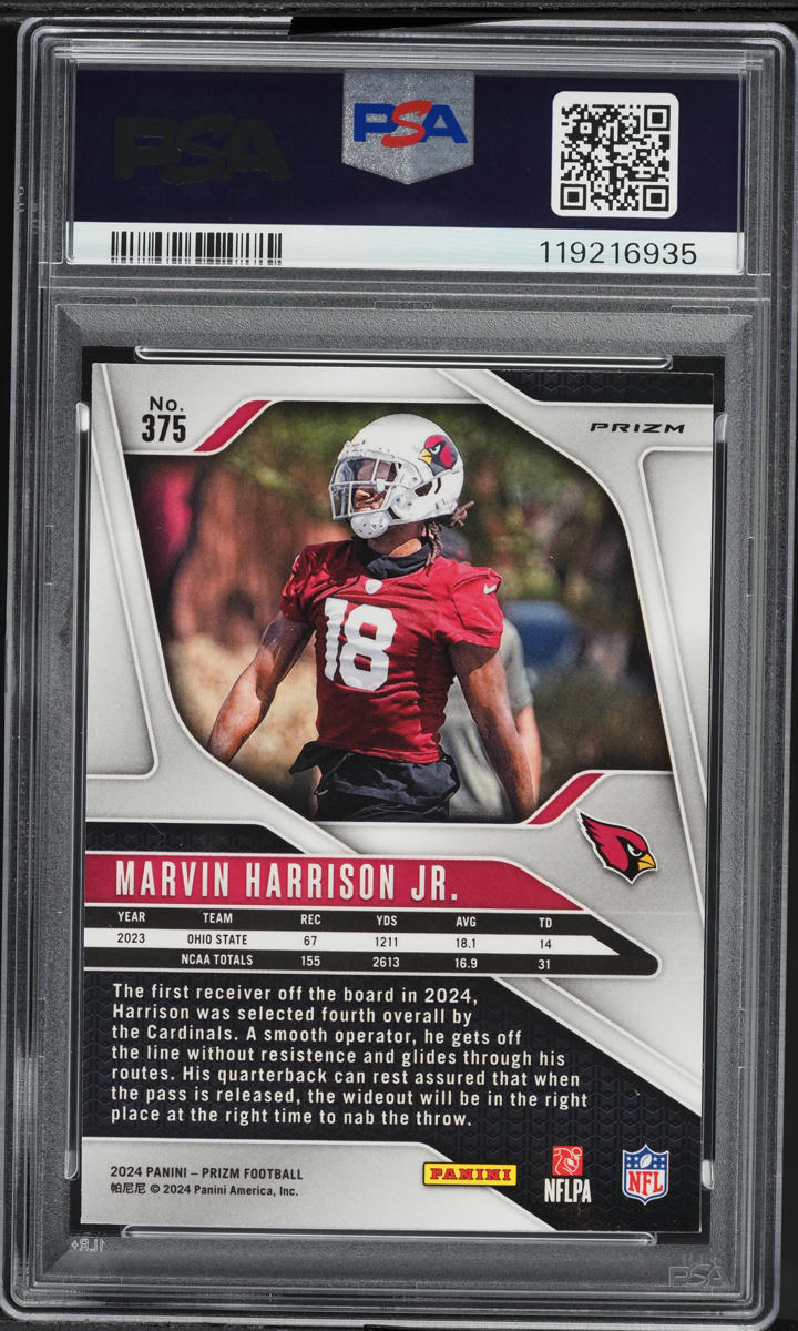 2024 Panini Prizm Neon Green Pulsar Marvin Harrison Jr. ROOKIE #375 PSA 10 GEM