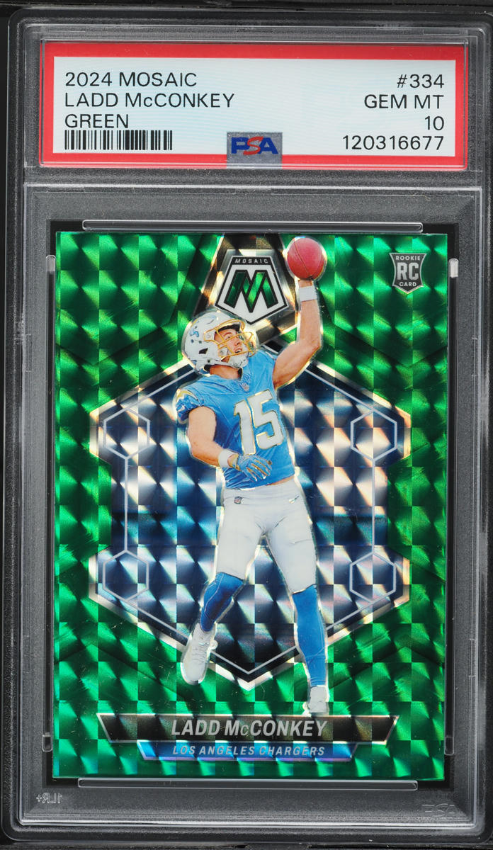 2024 Panini Mosaic Green Ladd McConkey ROOKIE #334 PSA 10 GEM MINT