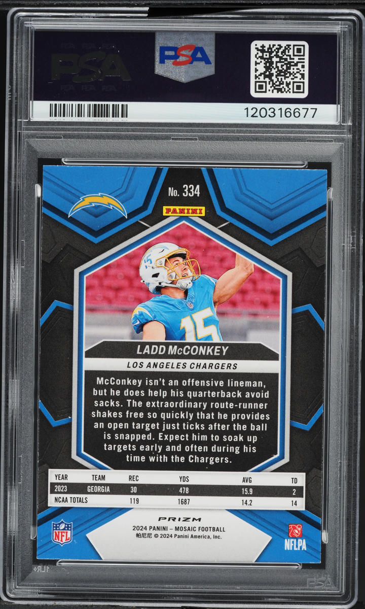 2024 Panini Mosaic Green Ladd McConkey ROOKIE #334 PSA 10 GEM MINT