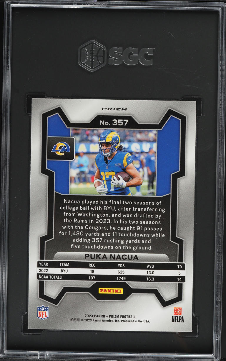 2023 Panini Prizm Red White Blue Puka Nacua ROOKIE #357 SGC 9 MINT