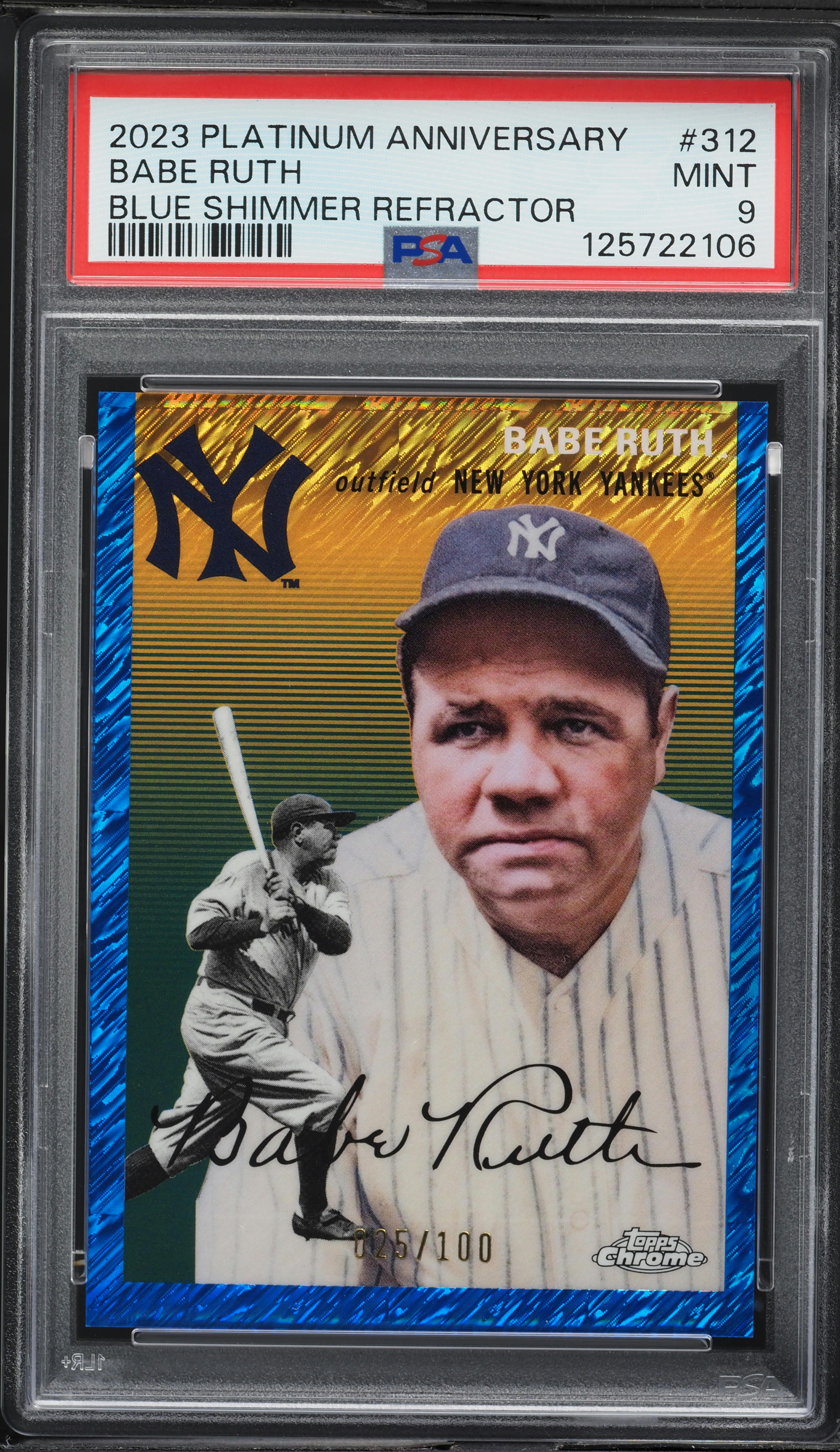 2023 Topps Chrome Platinum Anniv Blue Shimmer Refractor Babe Ruth