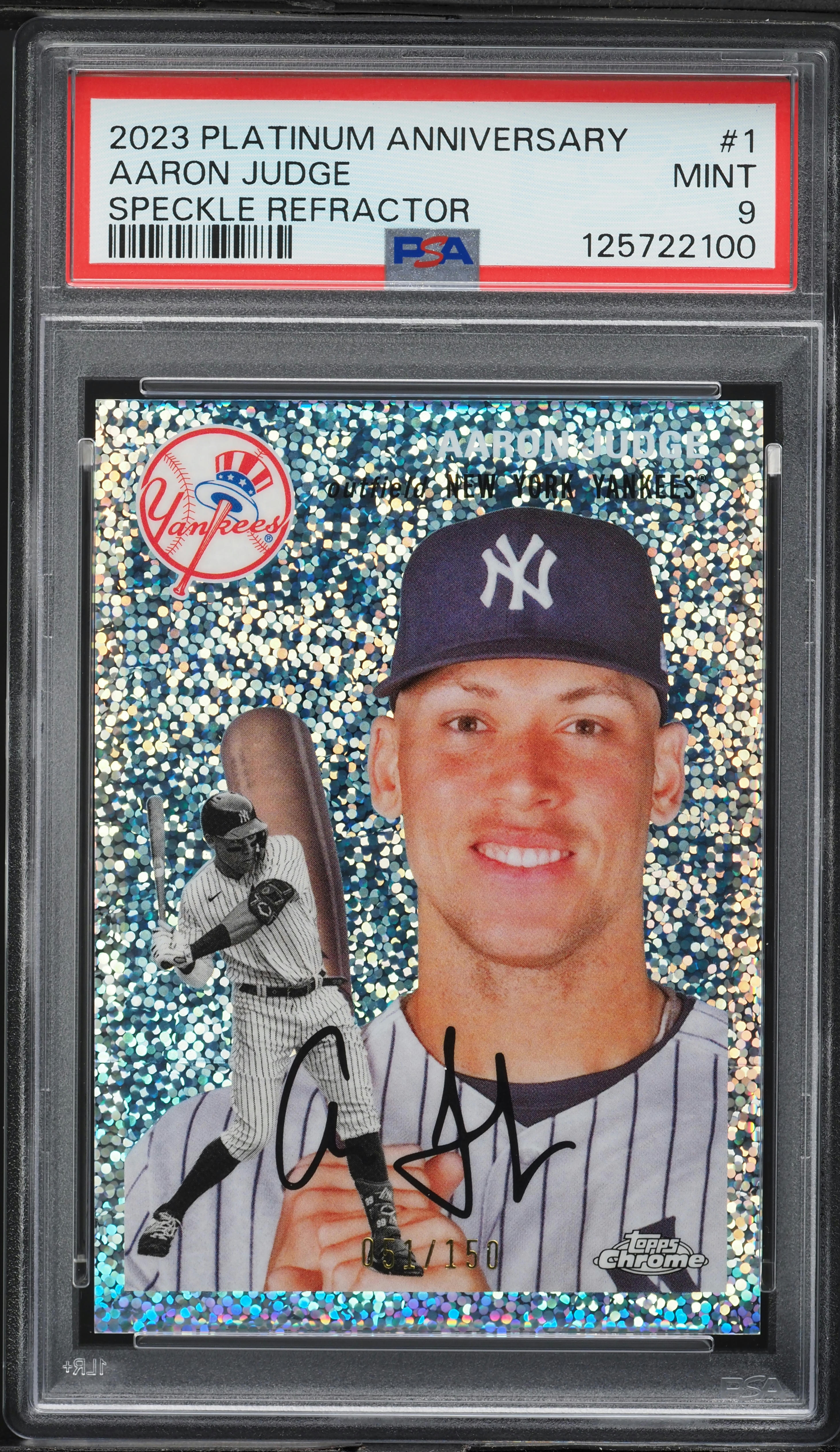 2023 Topps Chrome Platinum Anniversary Speckle Refractor Aaron