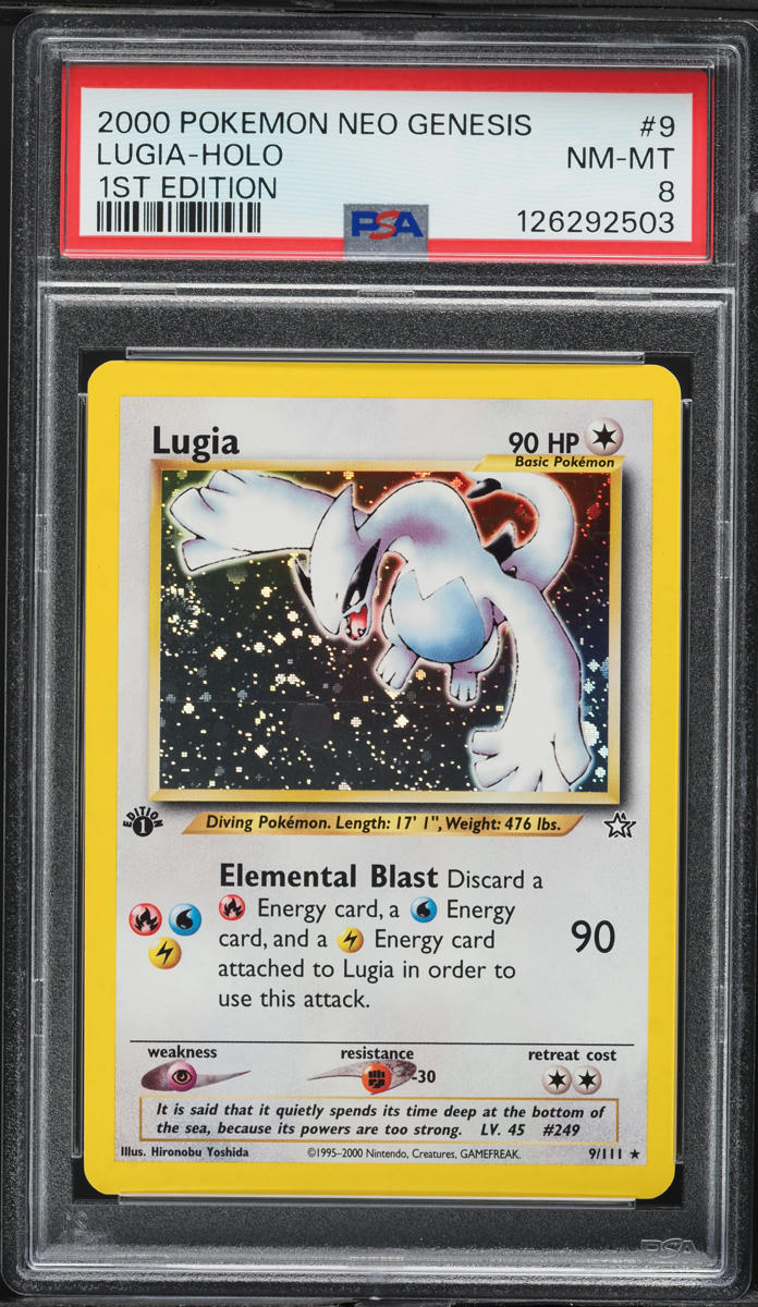 2000 Pokemon Neo Genesis 1st Edition Holo Lugia #9 PSA 8 NM-MT on