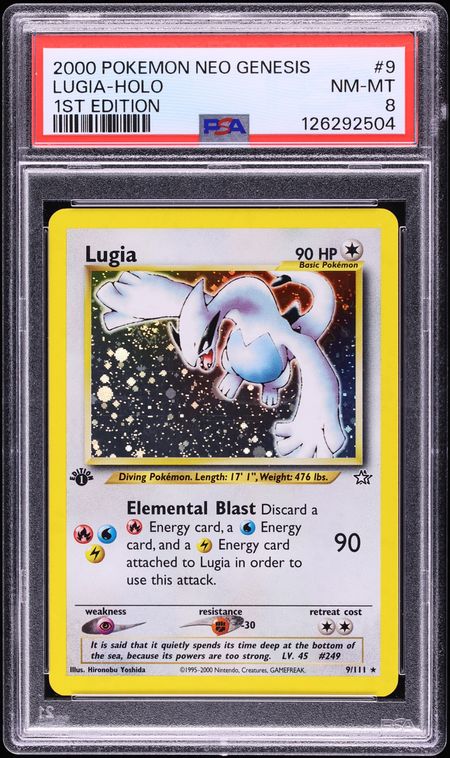 2000 Pokemon Neo Genesis 1st Edition Holo Lugia #9 PSA 8 NM-MT