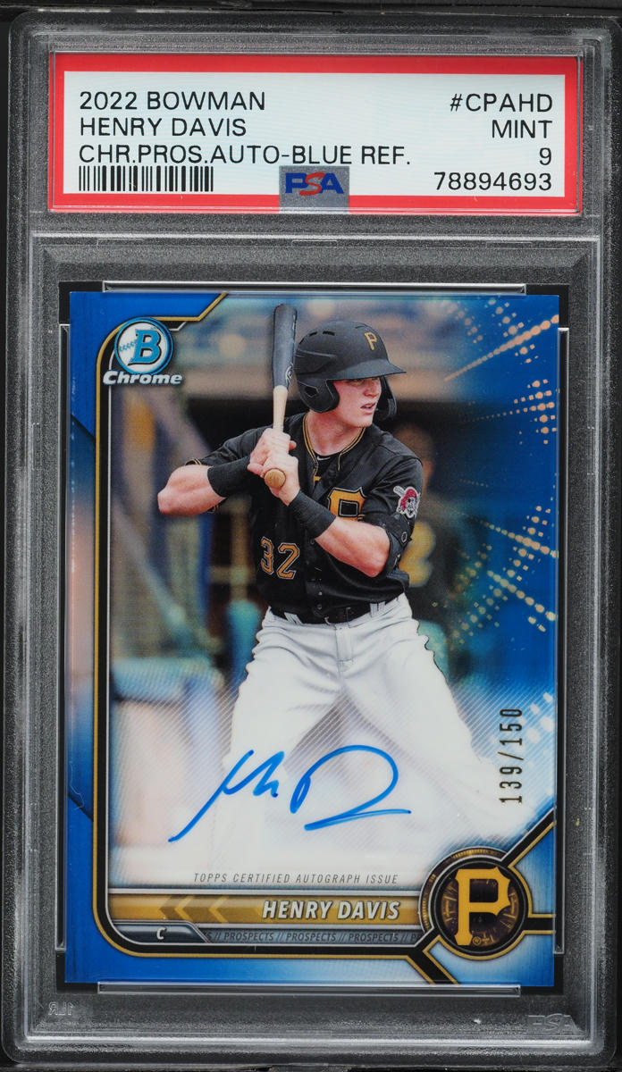 2022 Bowman Chrome Blue Ref. Henry Davis PROSPECT AUTO /150 #CPAHD PSA 9 MINT