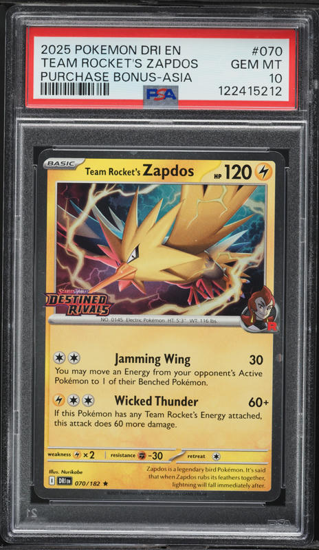 2025 Pokemon SV Destined Rivals GameStop Promo Team Rocket's Zapdos #70 CGC  10 GEM MINT on Fanatics Collect