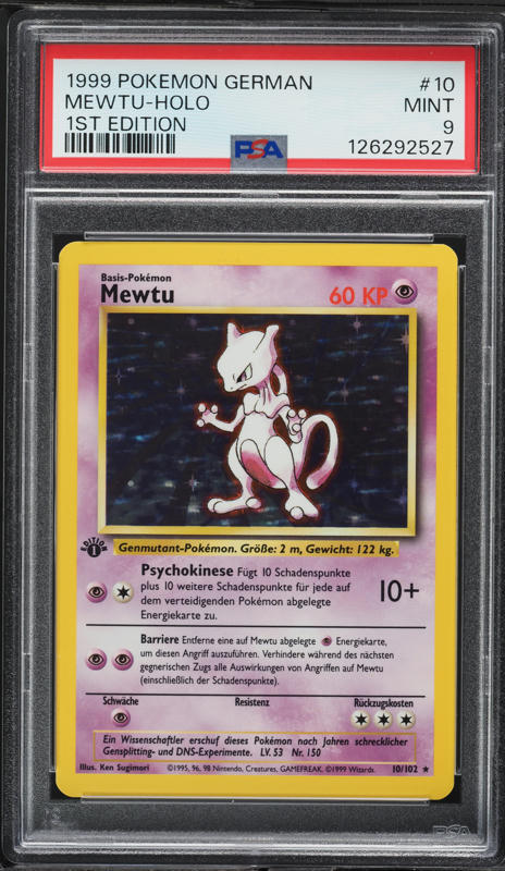 first edition german pokemon cards PSA 8 NM - MT Pokmon Mewtu Pokemon Base Set Holo