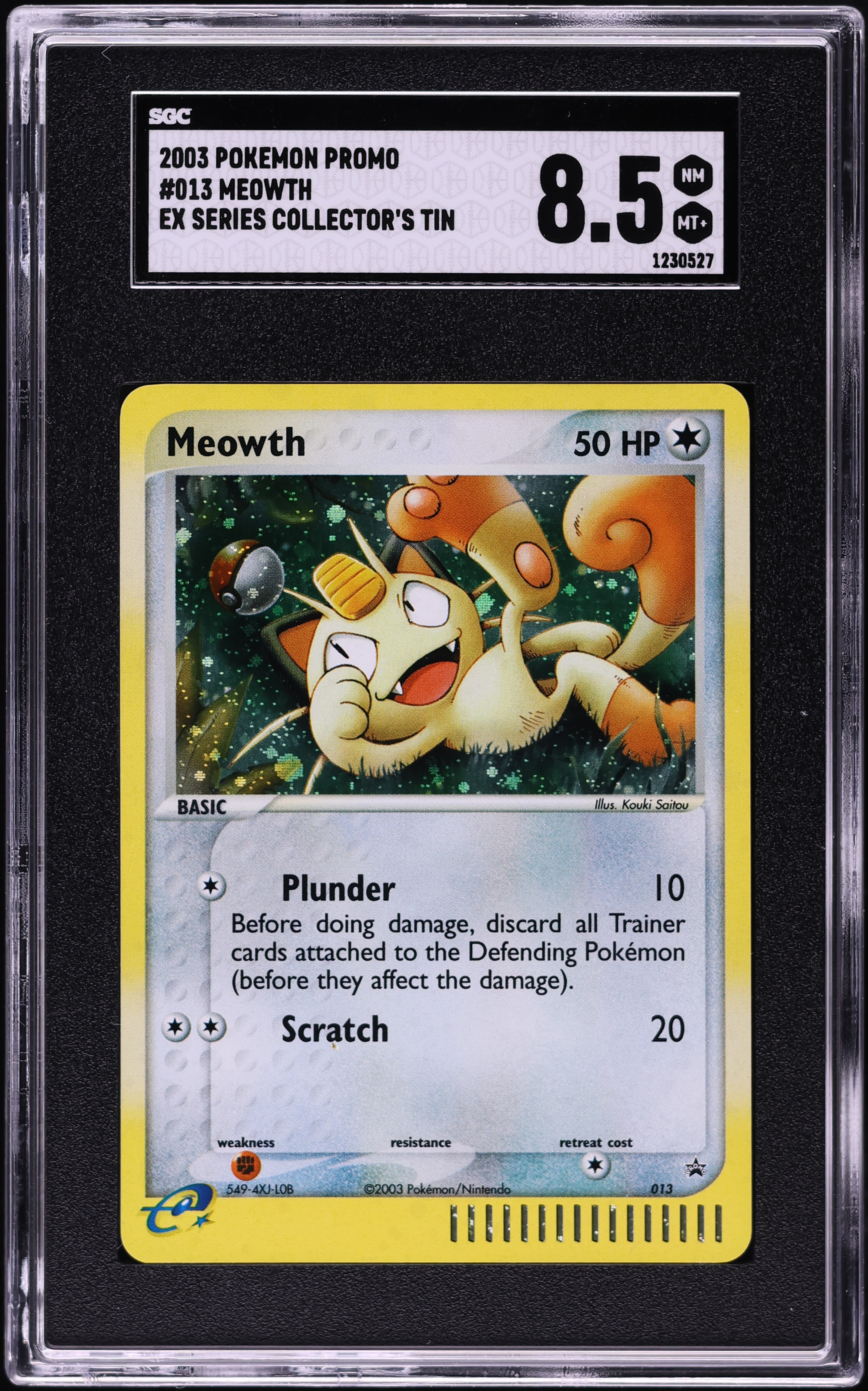 2003 Pokemon Promo EX Series Collector's Tin Meowth #13 SGC 8.5 NM-MT+ on Fanatics Collect 2003 Pokemon Promo EX Series Collector's Tin Meowth #13 SGC 8.5 NM-MT+ on Fanatics Collect