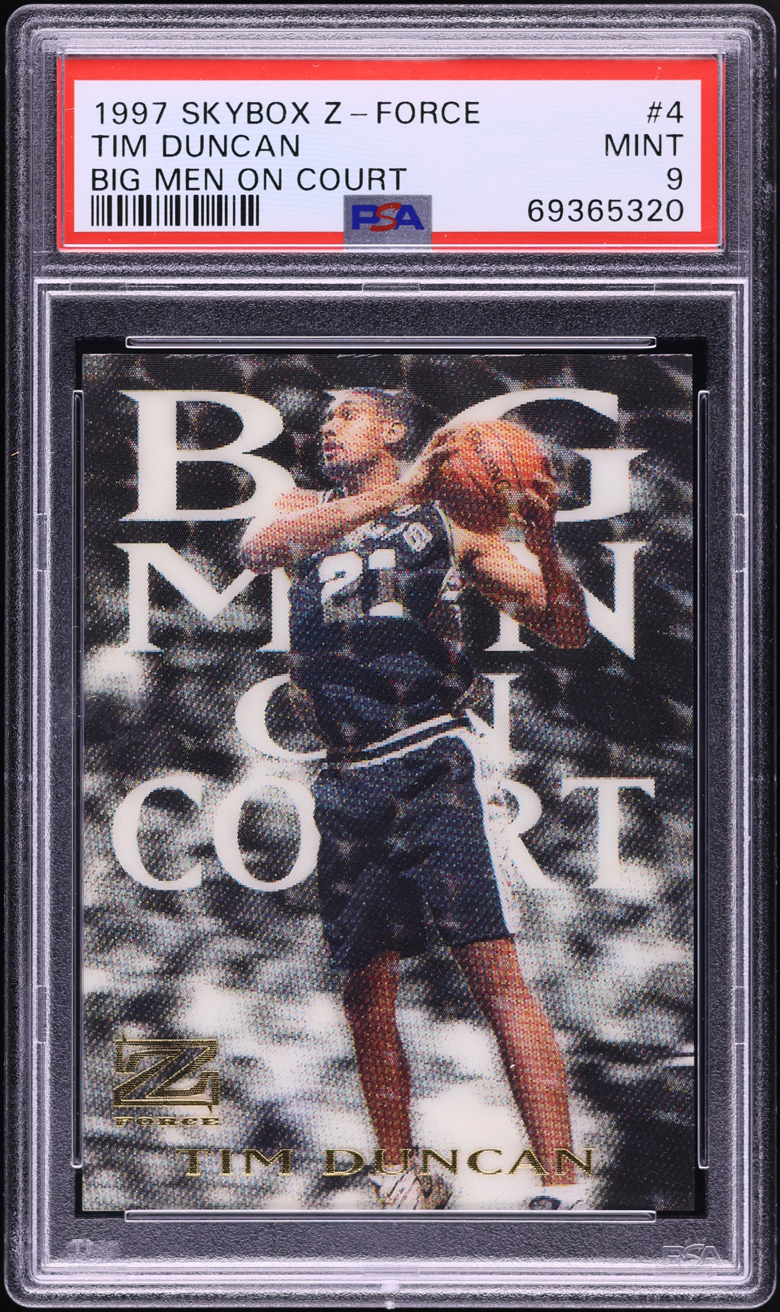 1997 Skybox Z-Force Big Men On Court Tim Duncan ROOKIE #4 PSA 9