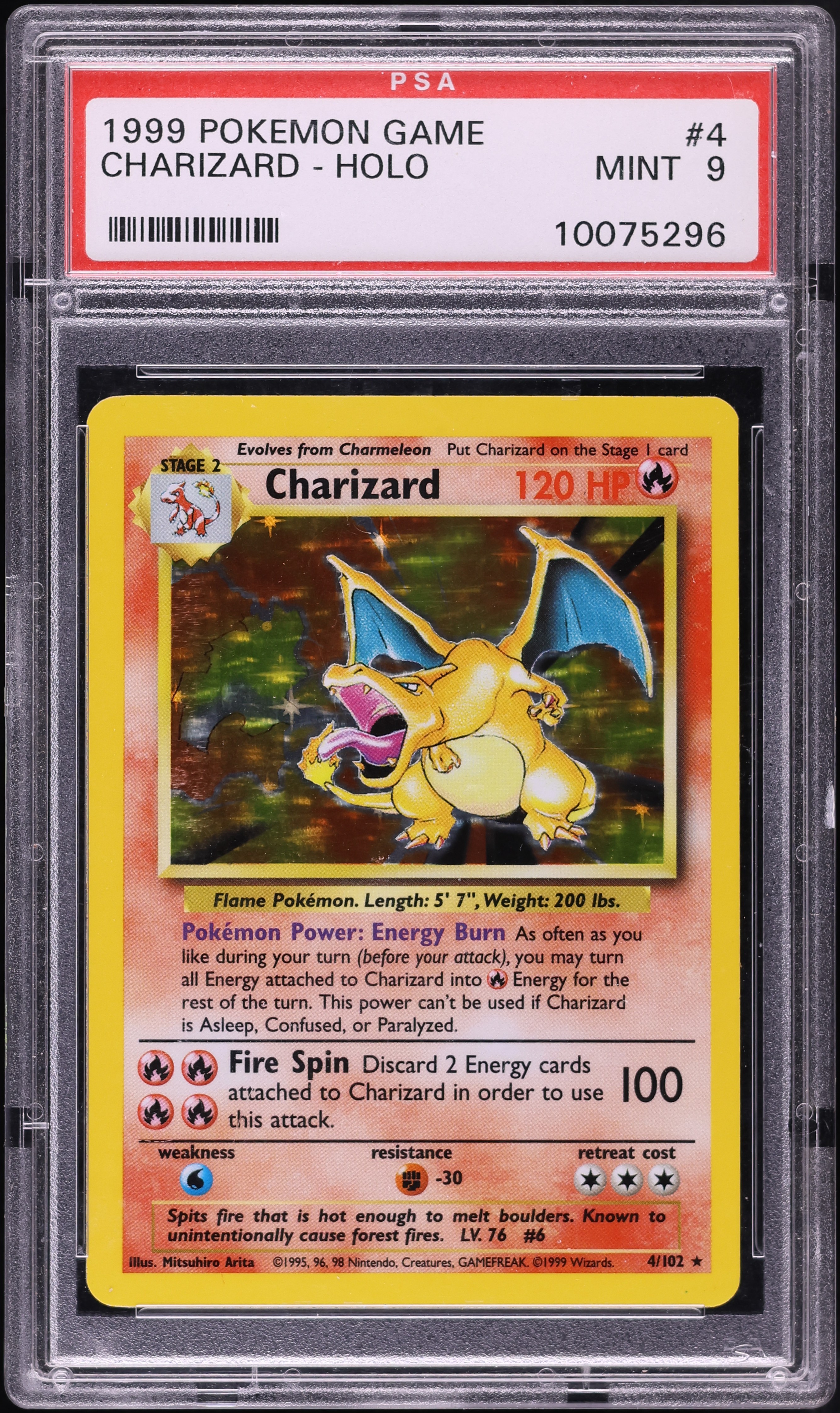 1999 Pokemon Base Set Holo Charizard #4 PSA 9 MINT on Fanatics Collect