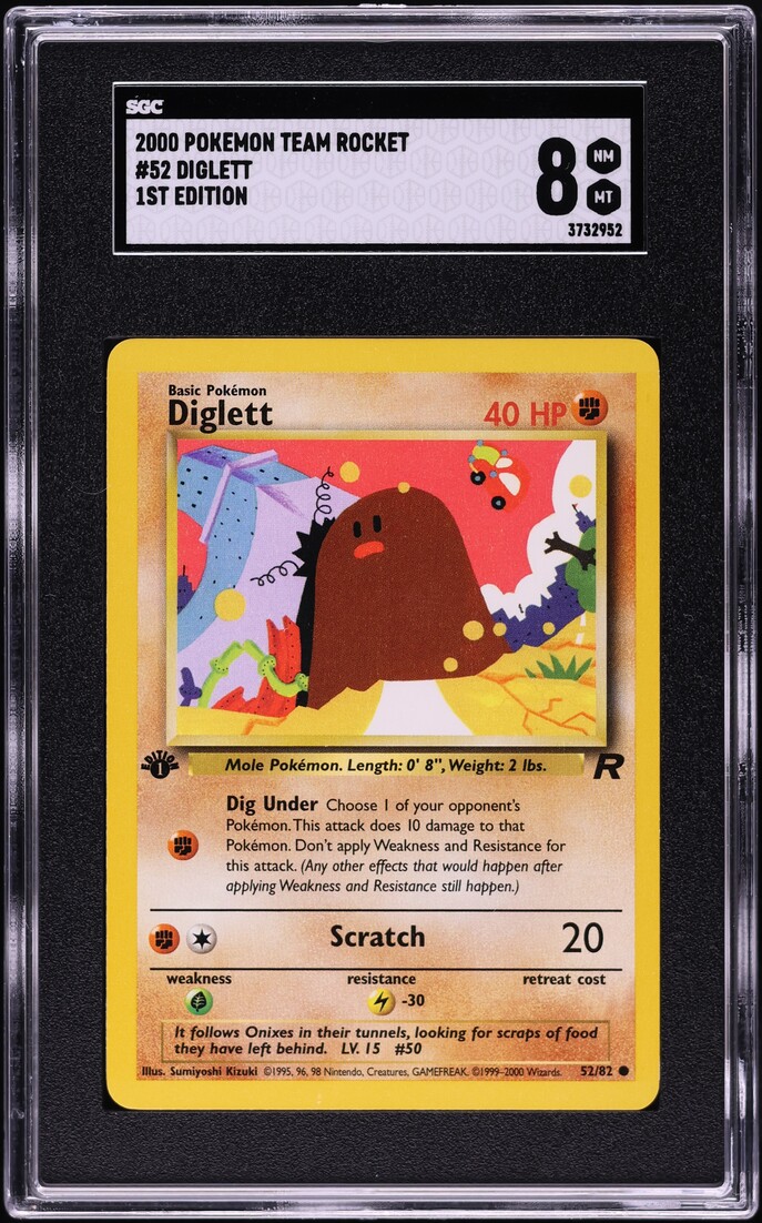 2000 Pokemon Team Rocket 1st Edition Diglett #52 SGC 8 NM-MT on Fanatics  Collect