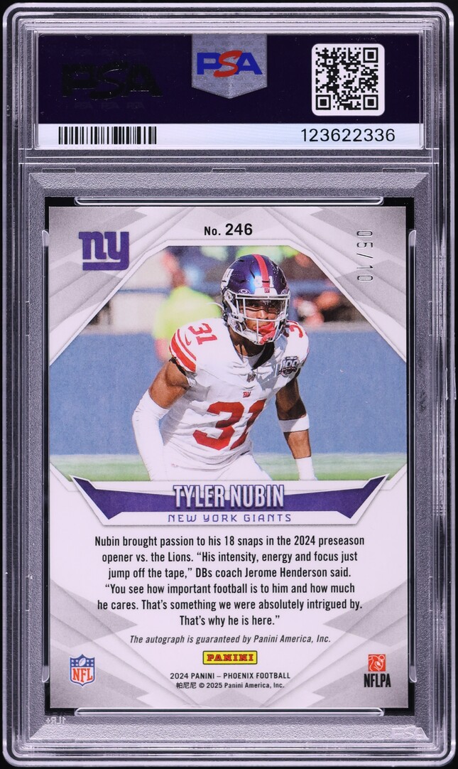 2024 Panini Phoenix Gold Pandora Tyler Nubin ROOKIE AUTO /10 #246