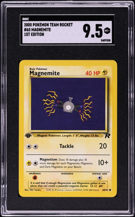 1999 Pokemon Base Set Shadowless 1st Edition Magnemite #53 PSA 9